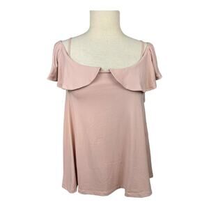 Susana Monaco Cold Shoulder Short Sleeve Top in Chamoisee‎ Size M NWT